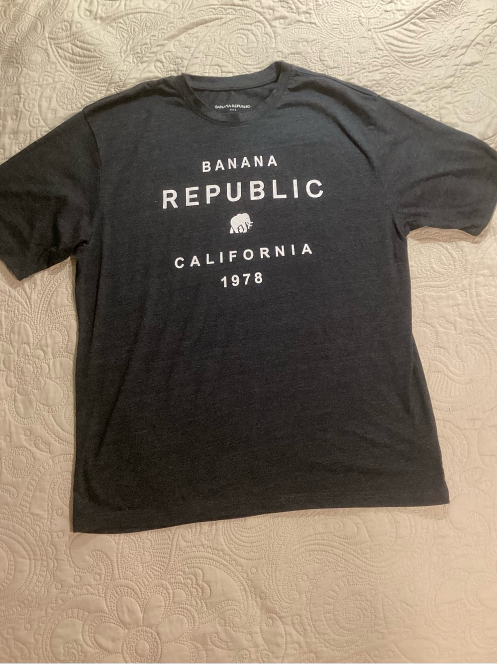 Banana Republic Black Short Sleeve Graphic Tee with White Text